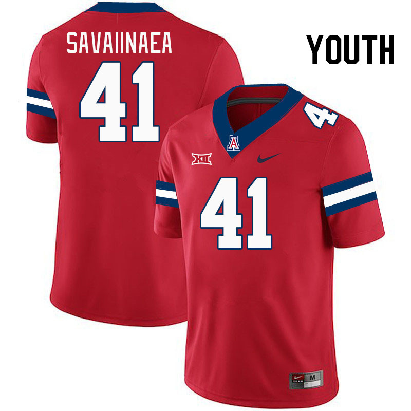 Youth #41 Julian Savaiinaea Arizona Wildcats Big 12 Conference College Football Jerseys Stitched-Red